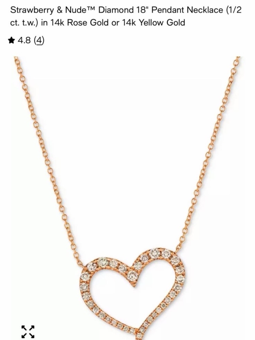 Le Vian Nude Diamond 18" Pendant Necklace (1/2 ct. t.w.) 14k Rose Gold